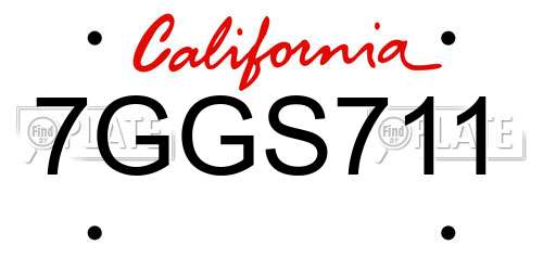 7GGS711 California License Plate