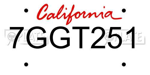 7GGT251 California License Plate