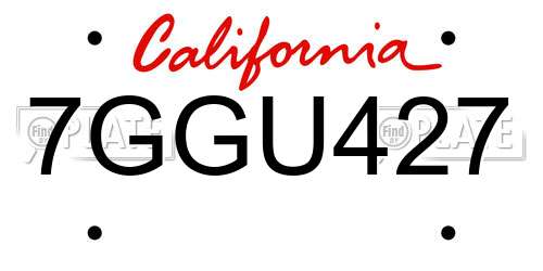 7GGU427 California License Plate