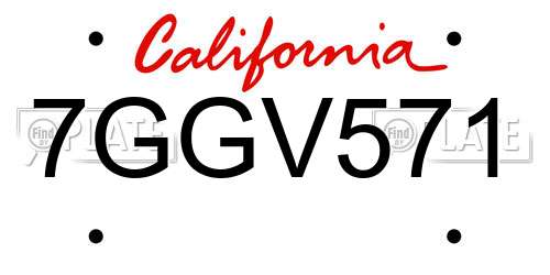 7GGV571 California License Plate