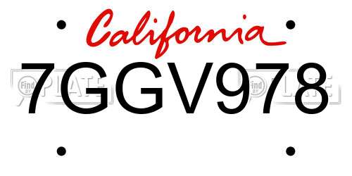 7GGV978 California License Plate