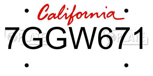 7GGW671 California License Plate