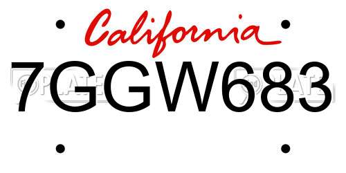 7GGW683 California License Plate