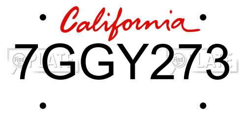 7GGY273 California License Plate