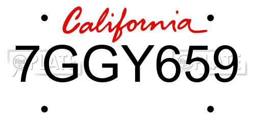 7GGY659 California License Plate