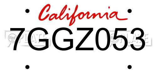 7GGZ053 California License Plate