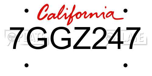 7GGZ247 California License Plate