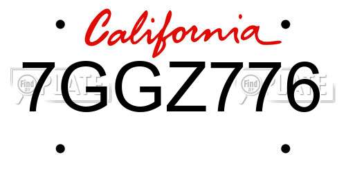 7GGZ776 California License Plate