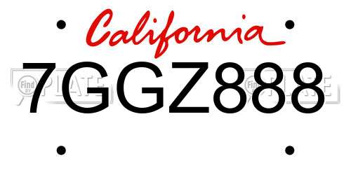 7GGZ888 California License Plate