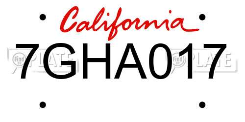 7GHA017 California License Plate
