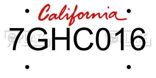 7GHC016 California License Plate