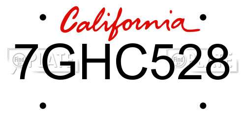 7GHC528 California License Plate
