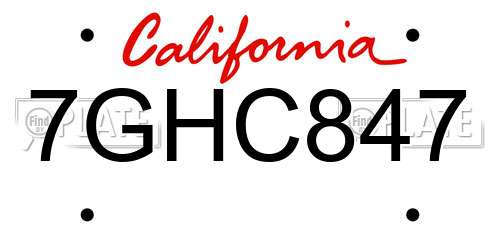 7GHC847 California License Plate