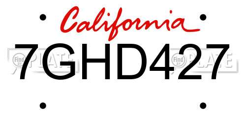 7GHD427 California License Plate