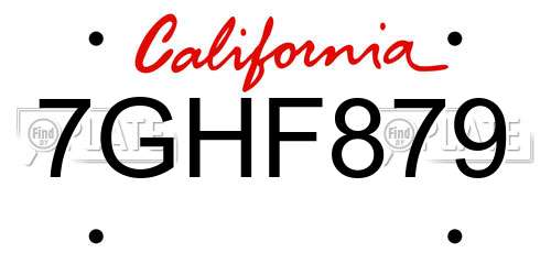 7GHF879 California License Plate