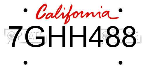 7GHH488 California License Plate