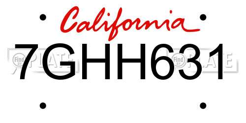 7GHH631 California License Plate