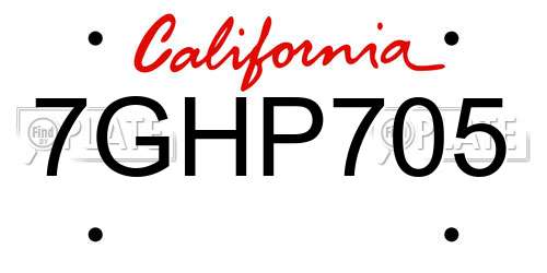7GHP705 California License Plate