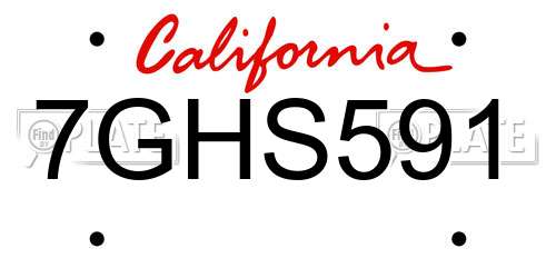 7GHS591 California License Plate