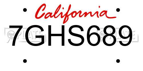 7GHS689 California License Plate