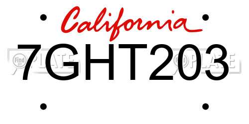 7GHT203 California License Plate