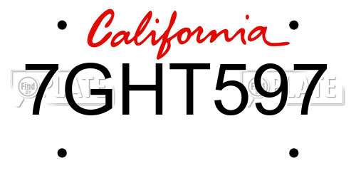 7GHT597 California License Plate