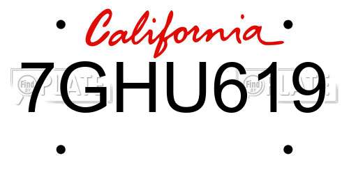 7GHU619 California License Plate