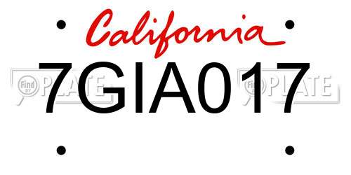 7GIA017 California License Plate