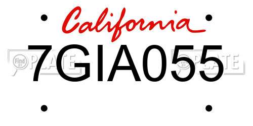 7GIA055 California License Plate