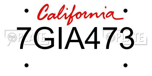7GIA473 California License Plate