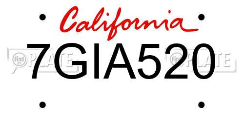 7GIA520 California License Plate