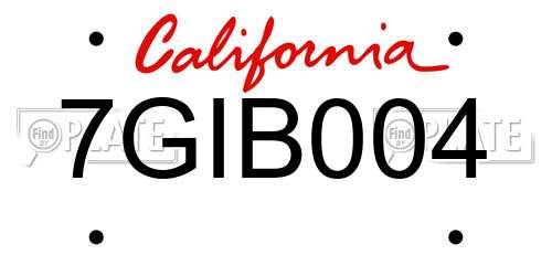 7GIB004 California License Plate