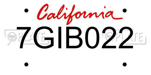 7GIB022 California License Plate