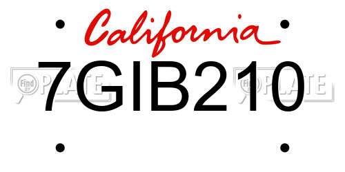 7GIB210 California License Plate