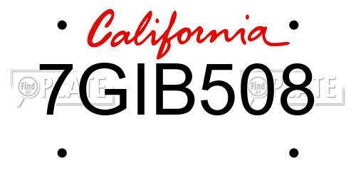 7GIB508 California License Plate