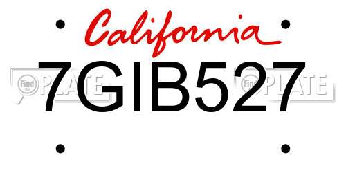 7GIB527 California License Plate