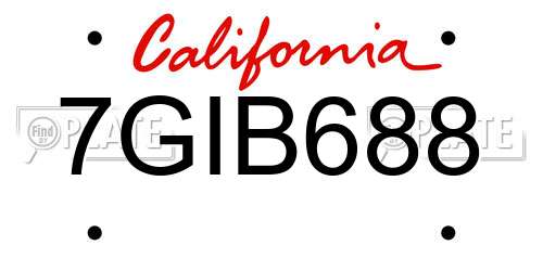 7GIB688 California License Plate
