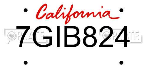 7GIB824 California License Plate