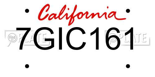 7GIC161 California License Plate