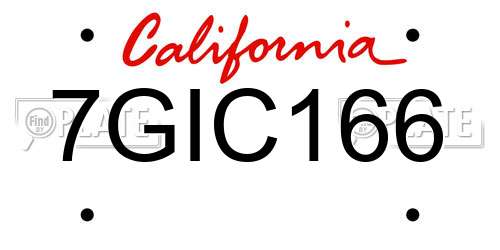 7GIC166 California License Plate