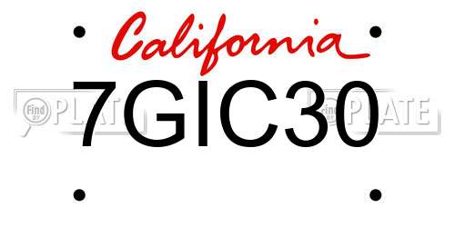 7GIC30 California License Plate