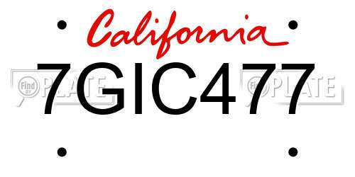 7GIC477 California License Plate