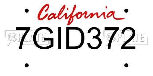 7GID372 California License Plate