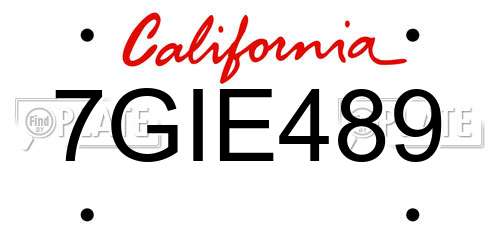 7GIE489 California License Plate