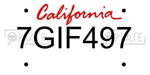 7GIF497 California License Plate