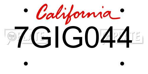 7GIG044 California License Plate