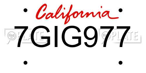 7GIG977 California License Plate
