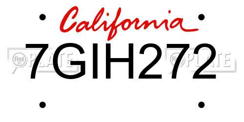 7GIH272 California License Plate