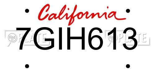 7GIH613 California License Plate