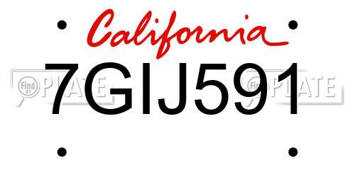7GIJ591 California License Plate